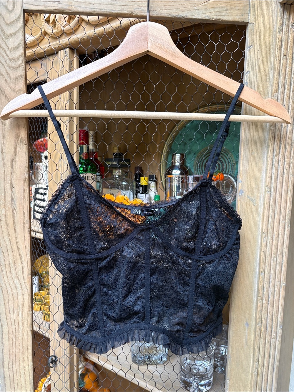 Zara Black Lace Corset Style Tank Top